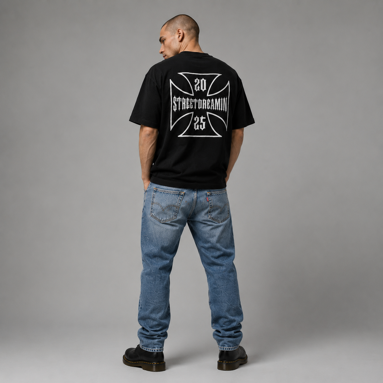 Classic OG Iron Cross HEAVY OVERSIZED T-SHIRT MIT LEICHTER DROPSHOULDER | 240G/M2 | 100% BAUMWOLLE | BLK & WHITE
