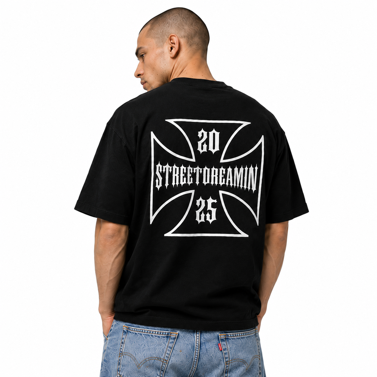 Classic OG Iron Cross HEAVY OVERSIZED T-SHIRT MIT LEICHTER DROPSHOULDER | 240G/M2 | 100% BAUMWOLLE | BLK & WHITE