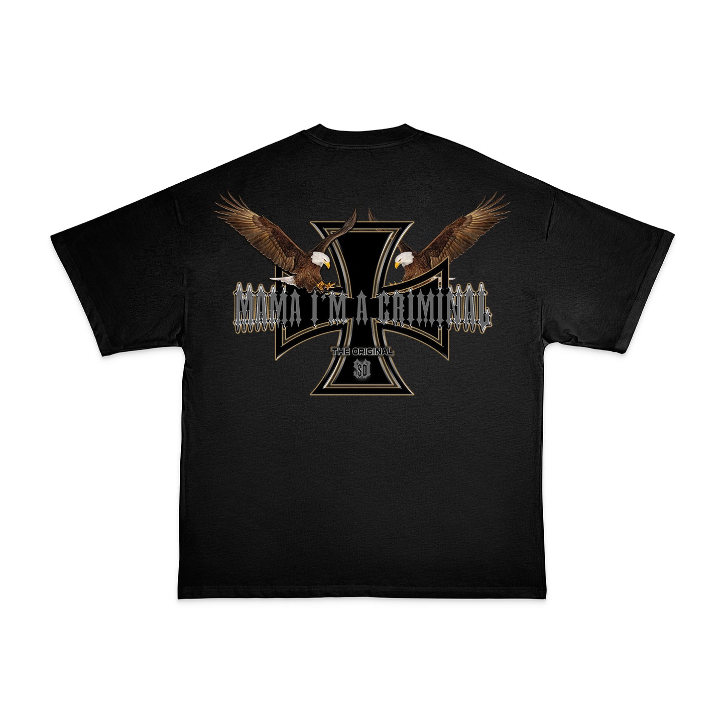 An SD Exclusive: EAGLE CROSS HEAVY OVERSIZED T-SHIRT MIT LEICHTER DROPSHOULDER | 240G/M2 | 100% BAUMWOLLE | BLK & WHITE