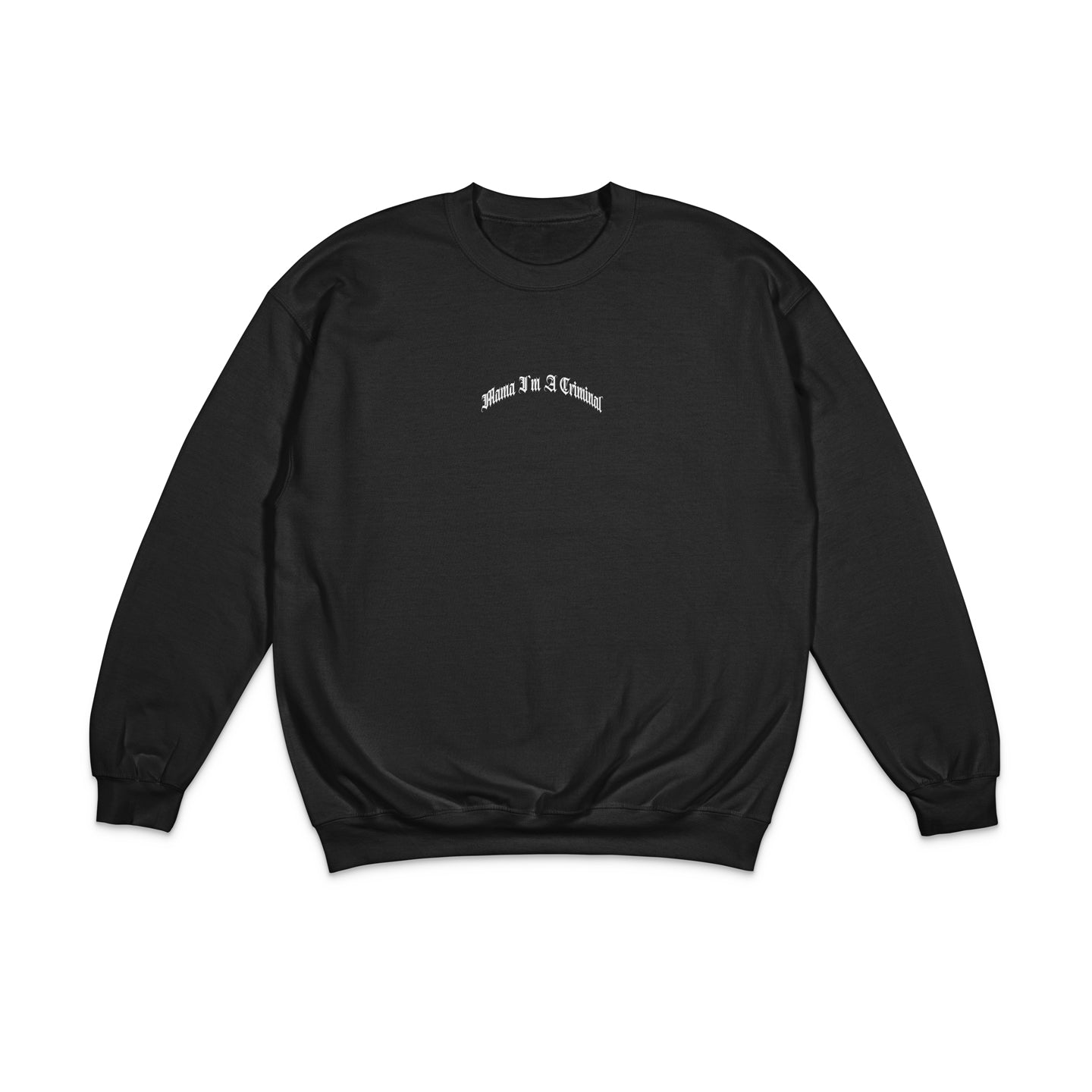 CURVED MAMA I`M A CRIMINAL LOGO Ultra Heavy Cotton Crewneck SWEATSHIRT | 460g/m² | 100% BIO-BAUMWOLLE | Blk & grey
