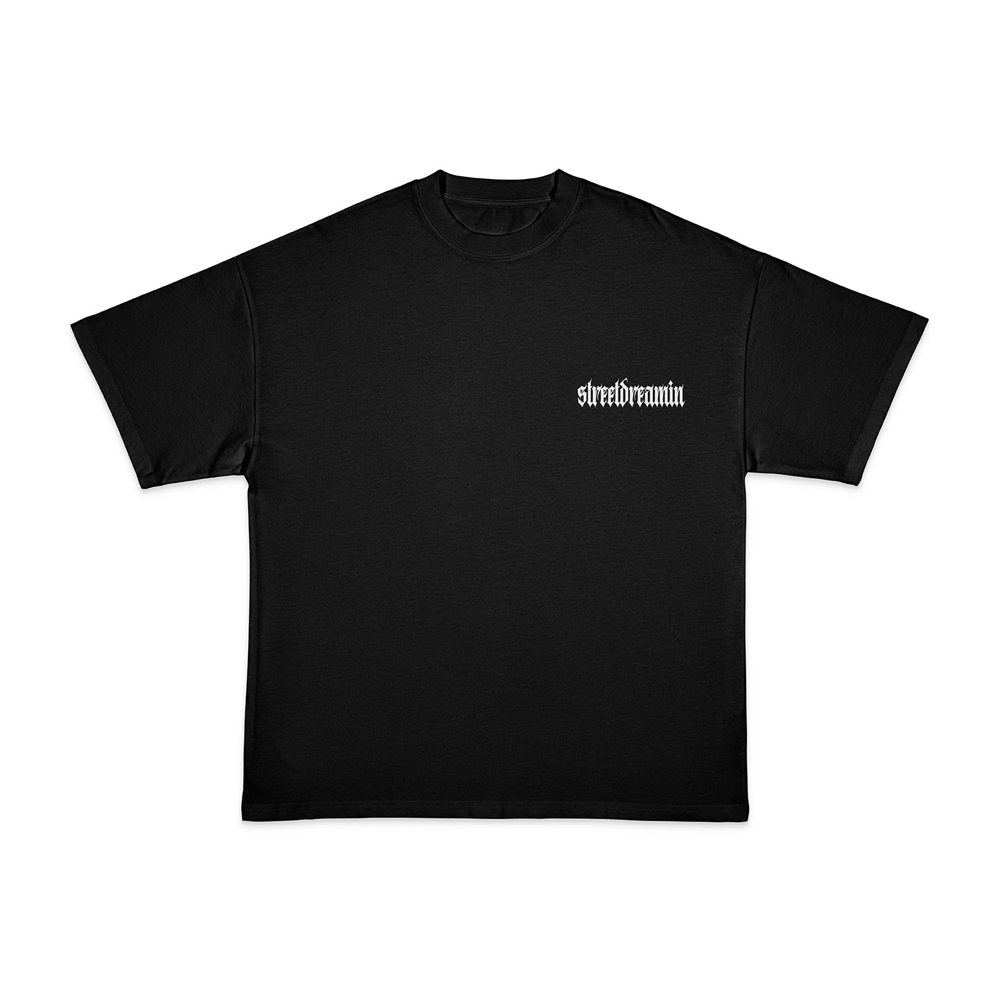 CURVED MAMA I'M A CRIMINAL LOGO HEAVY OVERSIZED T-SHIRT MIT LEICHTER DROPSHOULDER | 240G/M2 | 100% BAUMWOLLE | BLK & WHITE